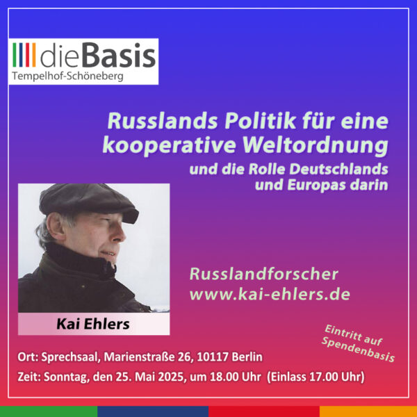 Quadrat der Ankündigung des Vortrags von Kai Ehlers