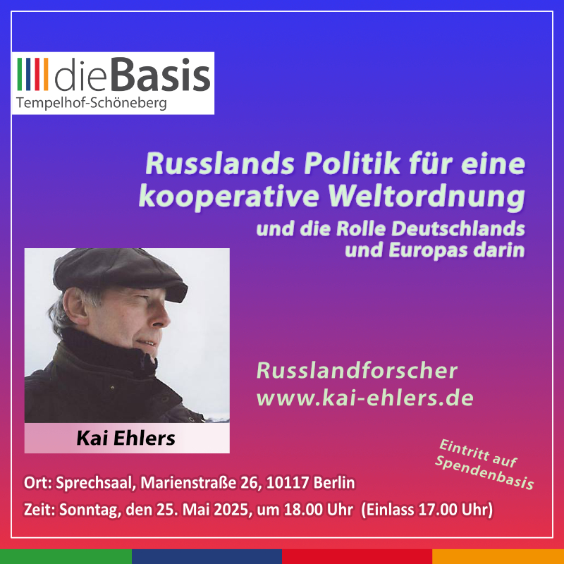 Quadrat der Ankündigung des Vortrags von Kai Ehlers