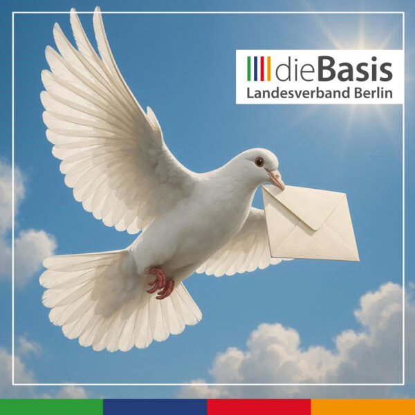Friedenstaube mit Brief im Schnabel