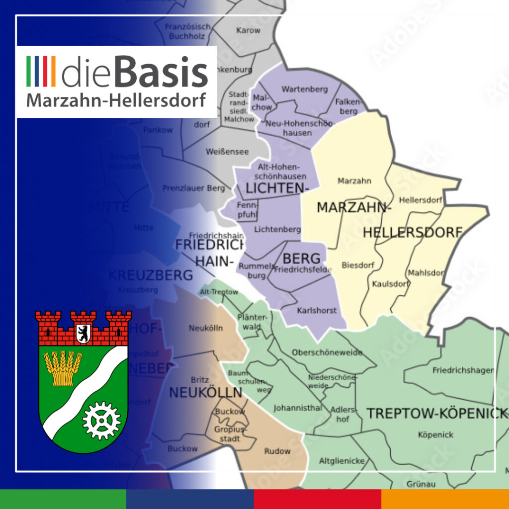 Der Bezirk Marzahn-Hellersdorf in den dieBasis-Farben