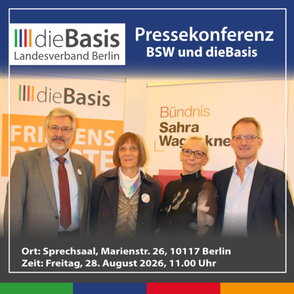 Beitragsbild Pressekonferenz BSW dieBasis am 28.08.2026